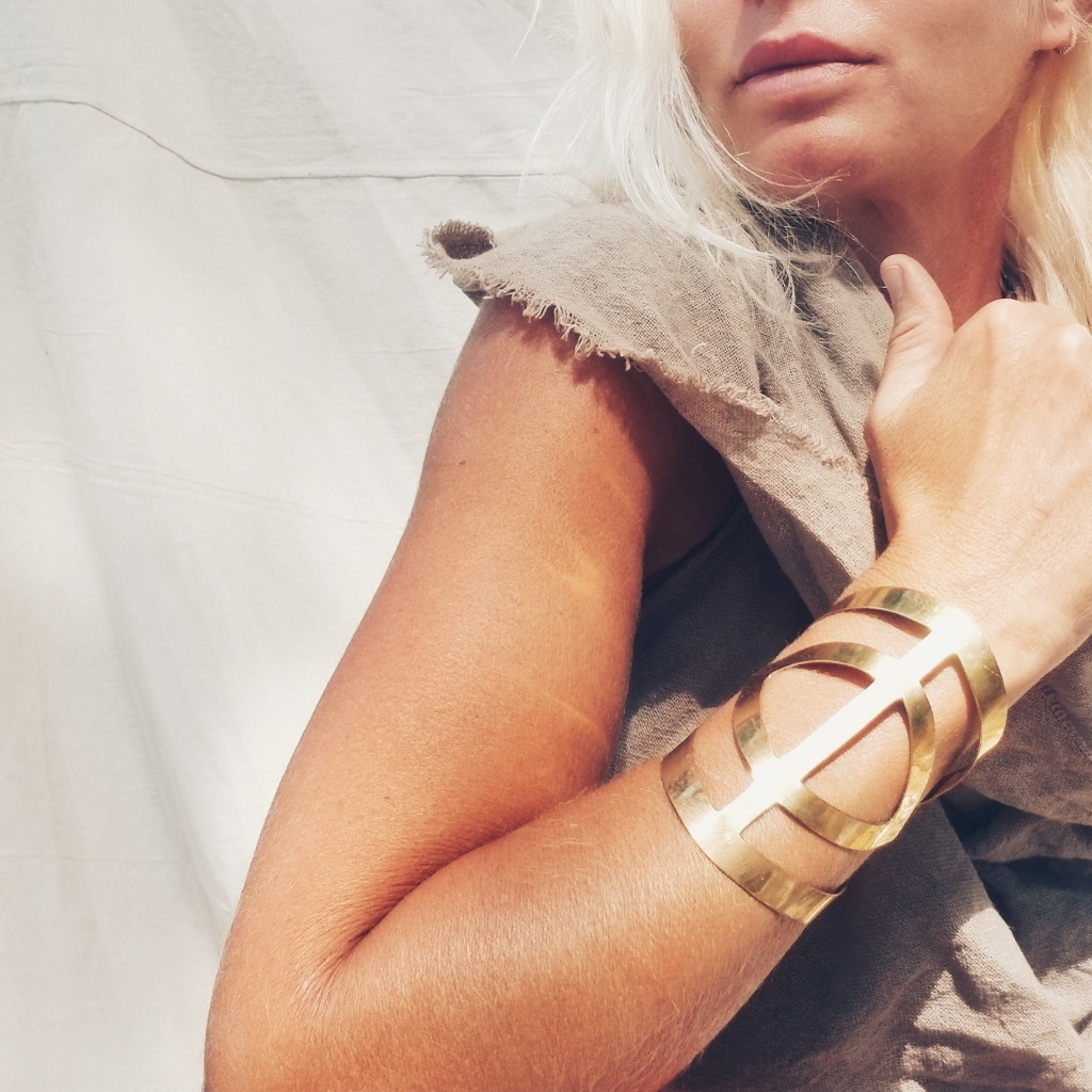 Aztec Solid Brass Cuff Bracelet